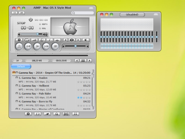 AIMP3의 Mac OS X 스타일 모드 스킨