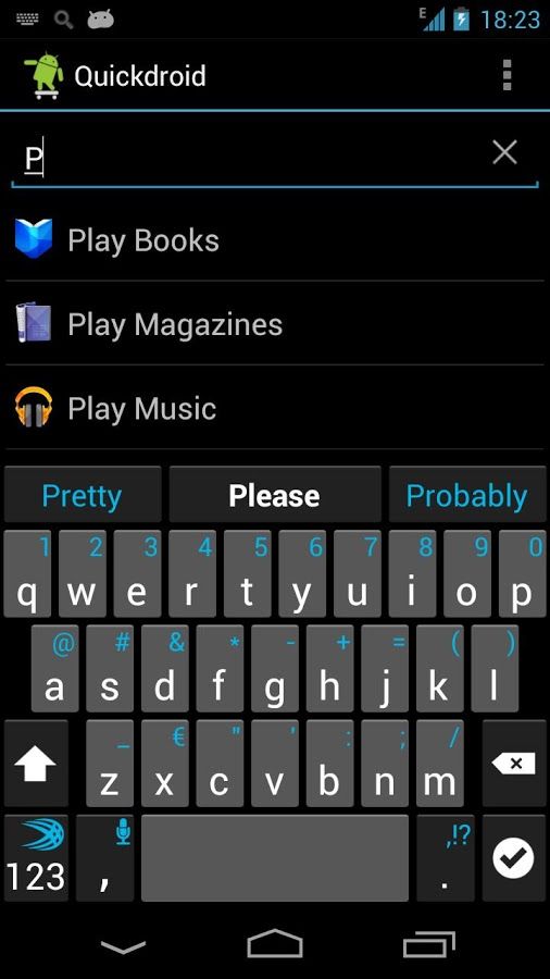 Busque rápidamente aplicaciones instaladas, contactos, marcadores y música por nombre en Android con Quickdroid