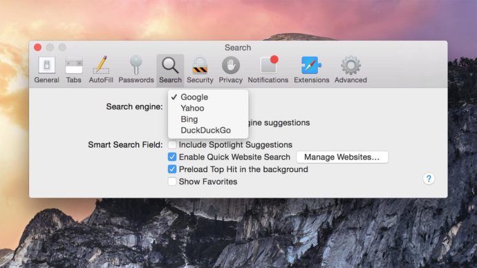Come modificare il motore di ricerca predefinito in Safari per Mac OS X