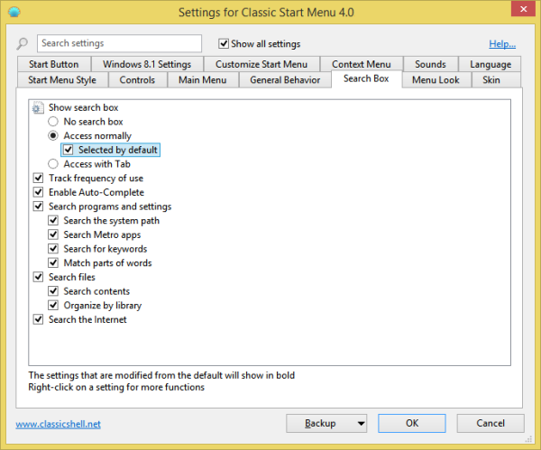 Cara mencari seluruh PC Anda termasuk konten file dan meluncurkan apa pun menggunakan Classic Shell