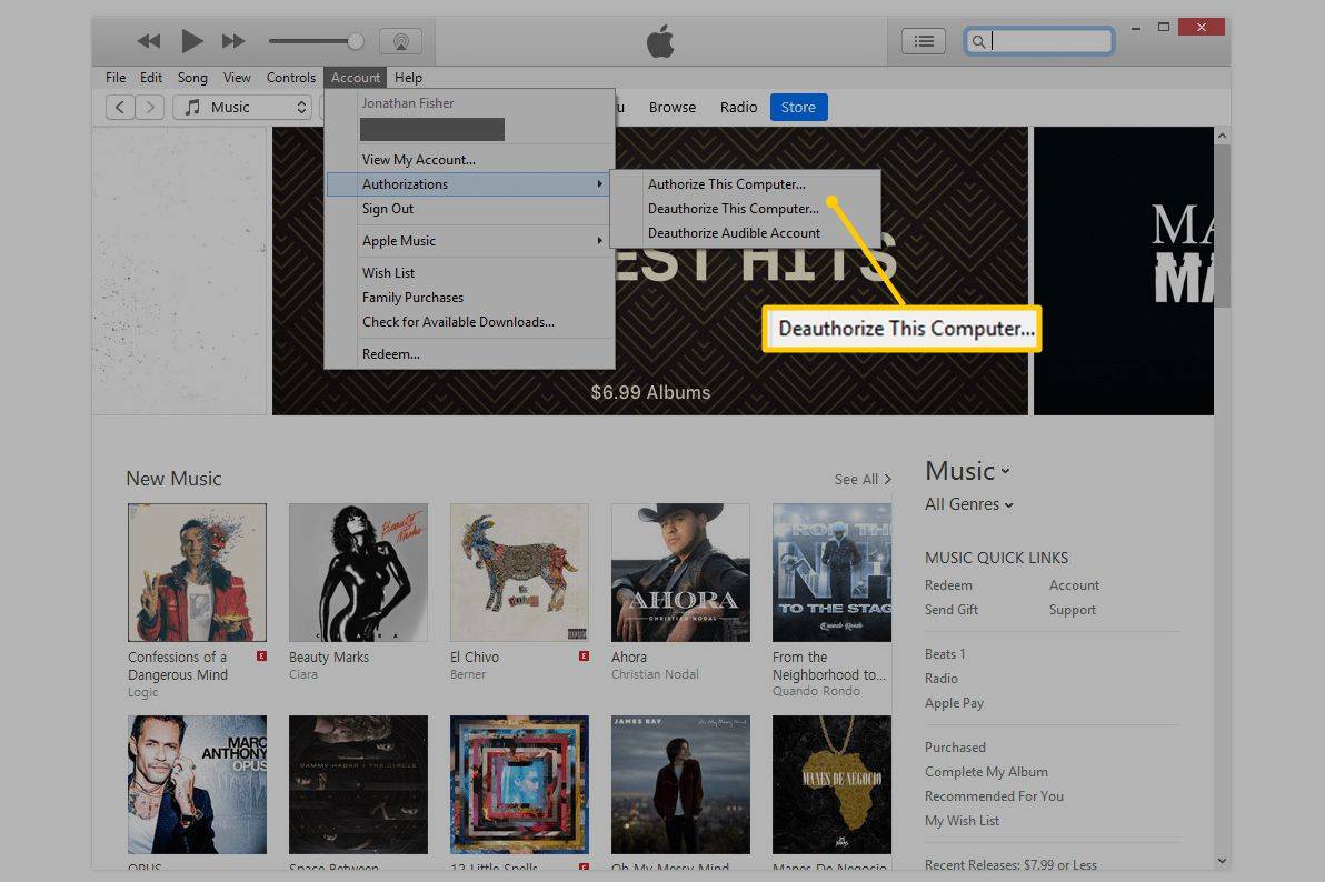 Az iTunes engedélyének visszavonása régi vagy lemerült számítógépeken (Apple Music is)