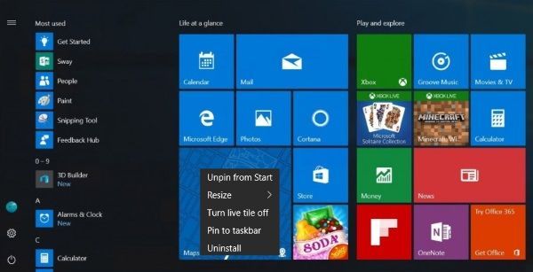 Tegels verplaatsen, vergroten, verkleinen, toevoegen en verwijderen in Windows 10