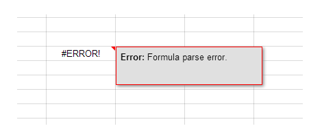 Ошибка синтаксического анализа формулы Google Sheets — как исправить
