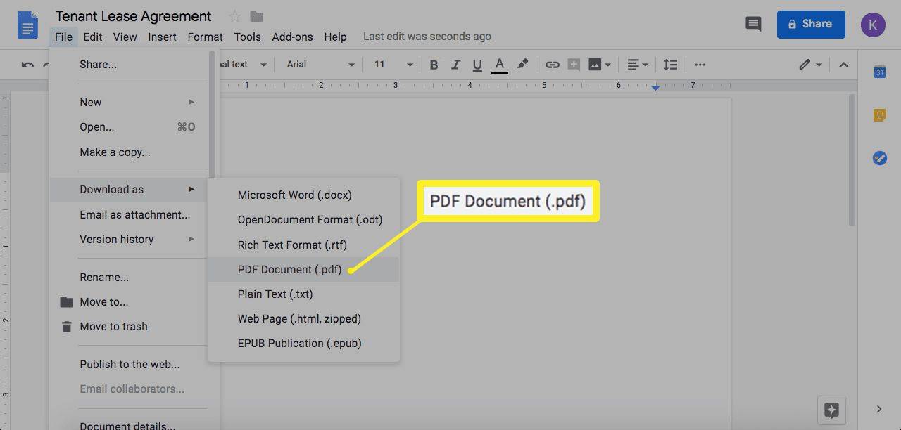 گوگل دستاویز کو پی ڈی ایف میں کیسے تبدیل کریں۔