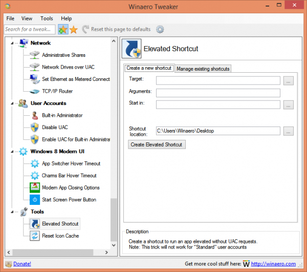 Téléchargez ElevatedShortcut pour Windows 7 et Windows 8