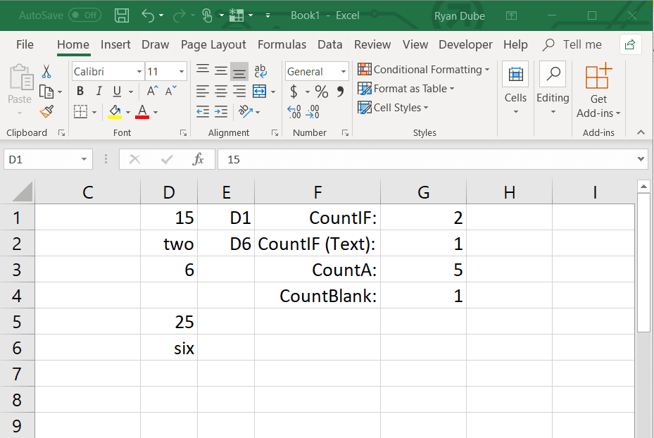 COUNTIF 및 INDIRECT를 사용하여 Excel에서 동적 범위를 사용하는 방법