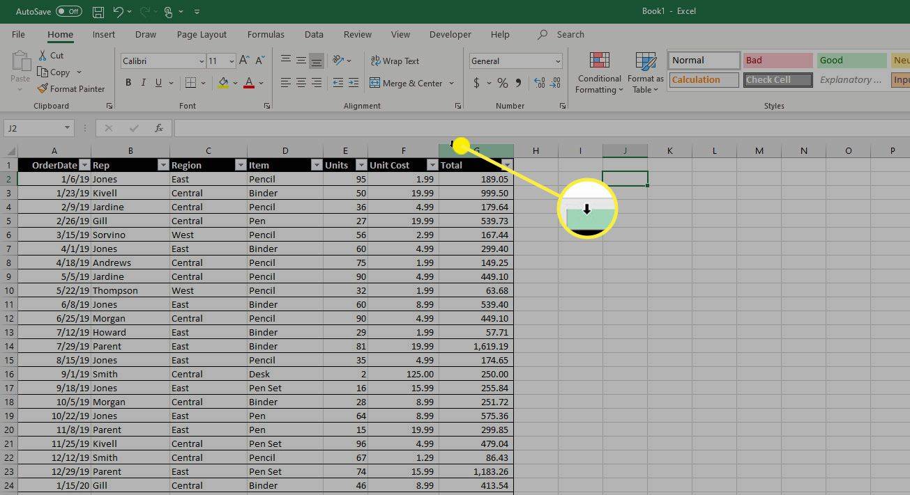 Cách di chuyển cột trong Excel