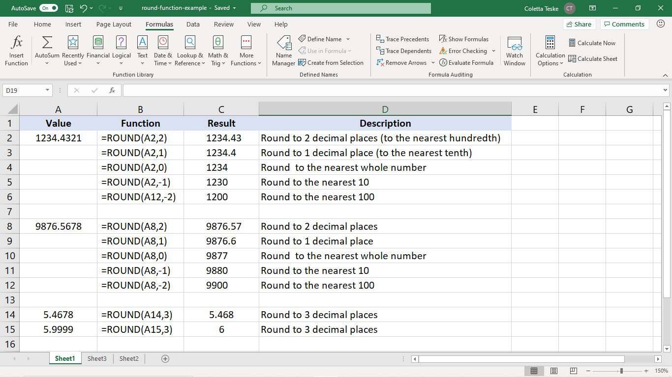 Sådan bruges den runde funktion i Excel