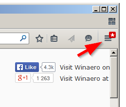 Abilita il badge di aggiornamento in Firefox