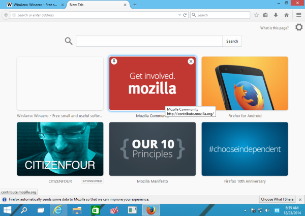 Deaktivieren Sie Anzeigen auf der Seite 'Neuer Tab' in Mozilla Firefox schnell