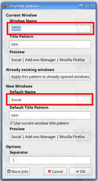 Définir un titre et une icône personnalisés pour un profil Firefox