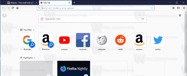 Uklonite prečace za pretraživanje glavnih web lokacija u Firefoxu