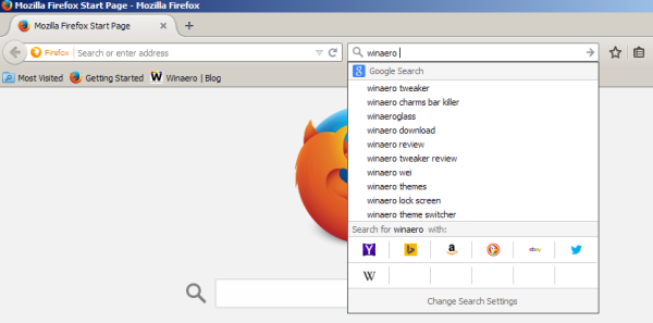 Ganti mesin pencari Firefox dengan hotkeys dan atur sebagai default