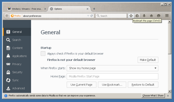 Firefox38で古い設定ダイアログを復元する