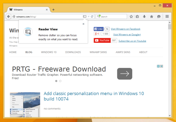 Kā atspējot Firefox pārlūka Reader View