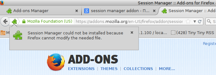 Correction: Firefox 35 ne peut pas installer de modules complémentaires et d'extensions