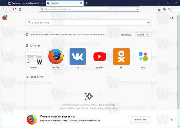 Dodaj więcej najlepszych witryn do strony nowej karty w przeglądarce Firefox
