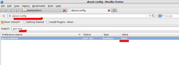 MozillaFirefoxの地理的位置共有機能を無効にする方法