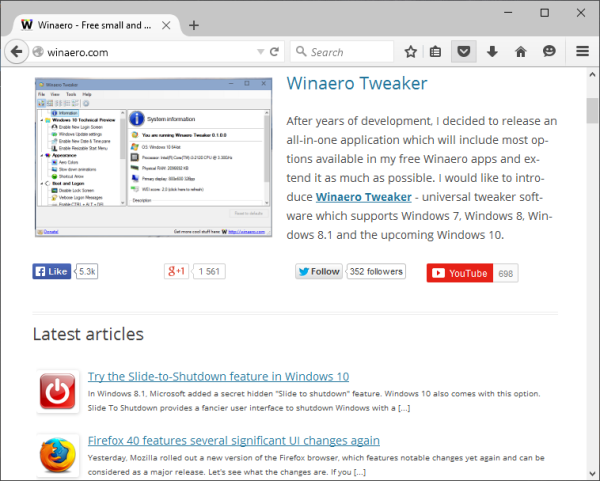 Kumuha ng may kulay na pamagat ng Firefox sa Windows 10