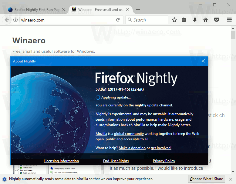فيما يلي سمات جديدة مضغوطة في Firefox 53