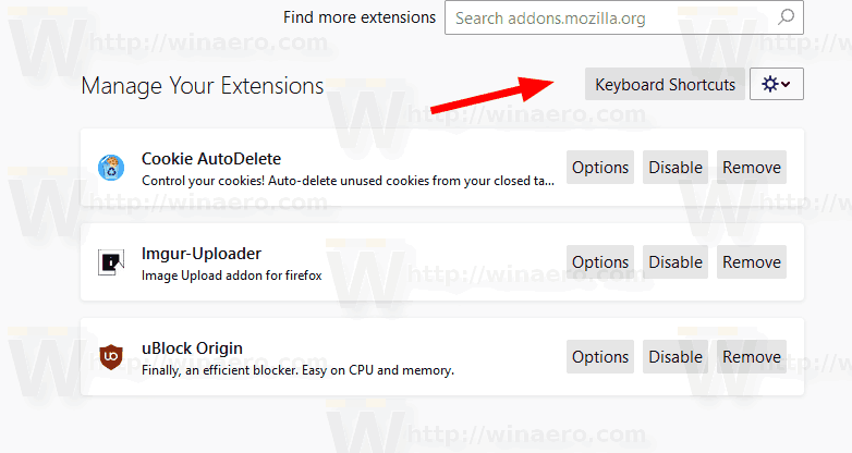 Atribuiți comenzile rapide de la tastatură extensiilor din Firefox