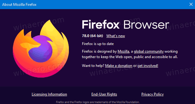Firefox 78 aşağıdaki değişikliklerle çıktı