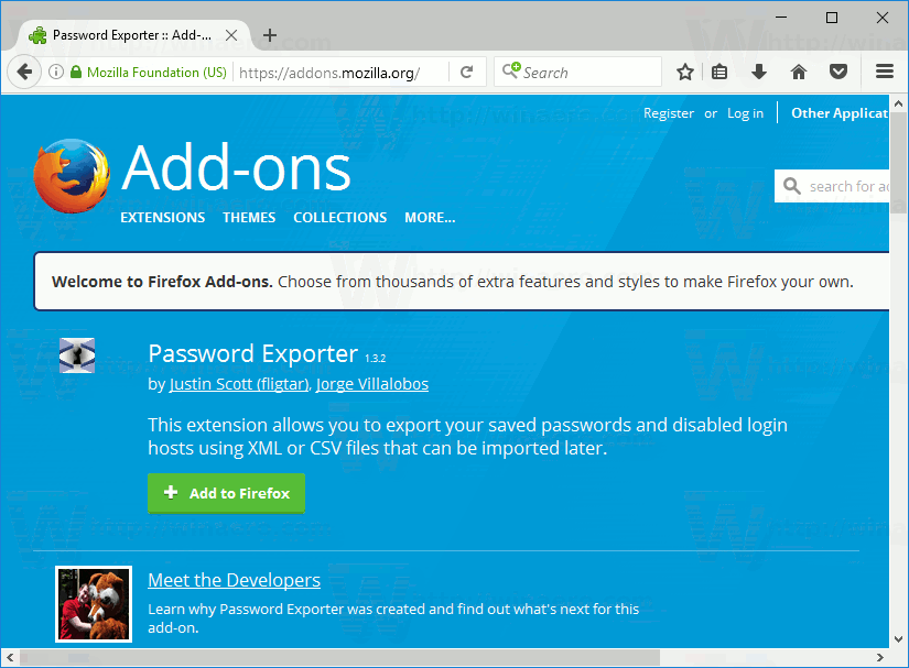 Eksporter lagrede passord i Firefox til en fil