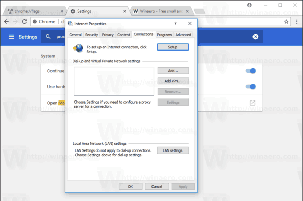 A rendszerproxy beállításainak felülbírálása a Google Chrome-ban