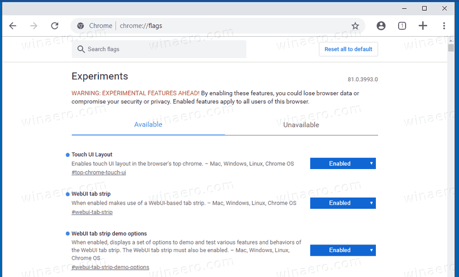 Aktivieren Sie die WebUI-Registerkarte in Google Chrome
