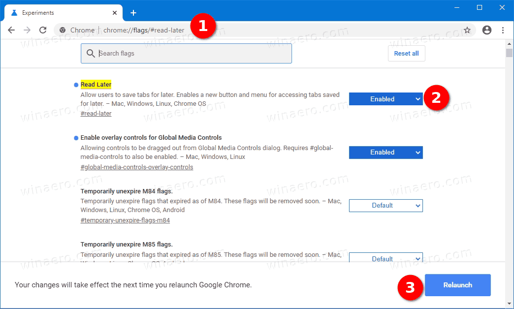 Chromes alternativ Läs senare är nu integrerat i bokmärken