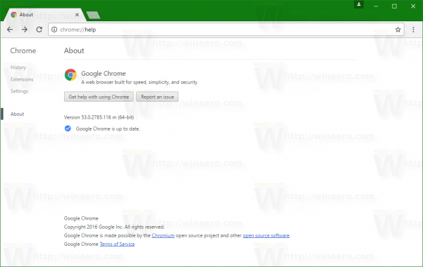 Sprawdź wersję Google Chrome bez sprawdzania dostępności aktualizacji