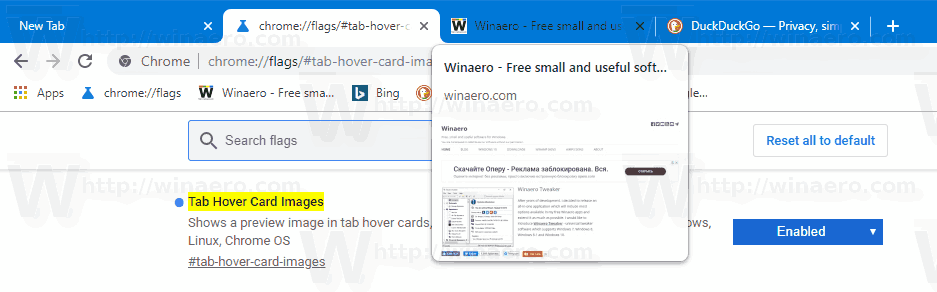 Các tính năng của Google Chrome Thẻ di chuột qua tab, Menu tiện ích mở rộng