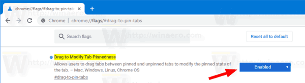 Fixa les pestanyes mitjançant arrossegar i deixar anar a Google Chrome