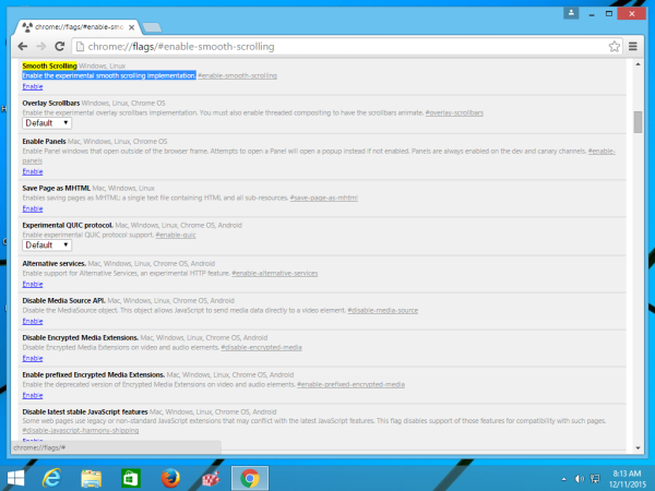 Paganahin ang maayos na pag-scroll sa Google Chrome