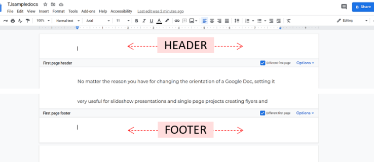 Как да премахнете долния колонтитул в Google Docs