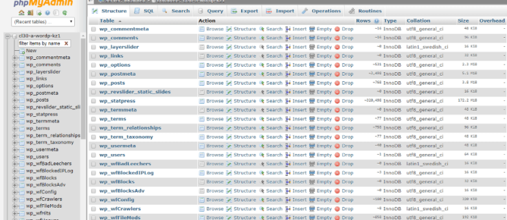 Kā izdzēst tabulas MySQL