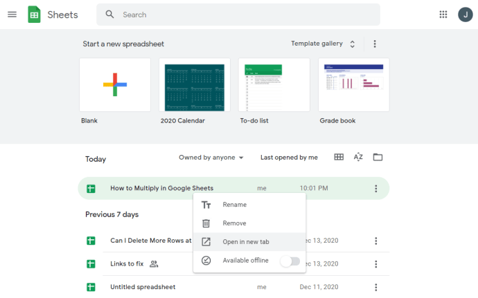 Cara Mengalikan di Google Sheets