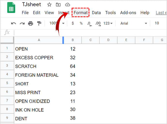 Как да подчертая най-високата стойност в Google Sheets