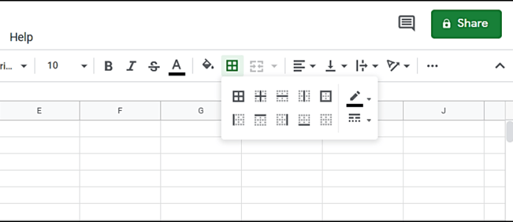 Paano Taasan ang Lapad ng Border sa Google Sheets