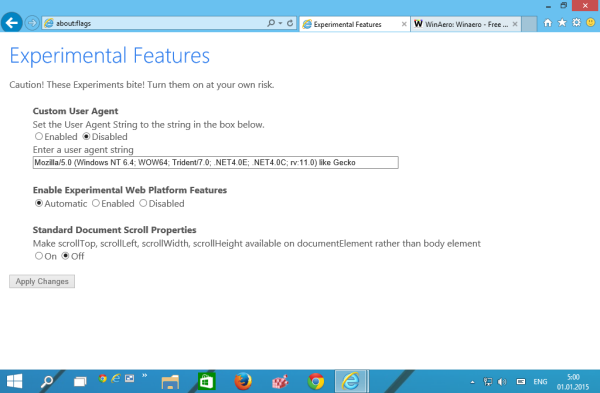 Povoľte nový motor Trident v prehliadači Internet Explorer 12 v systéme Windows 10