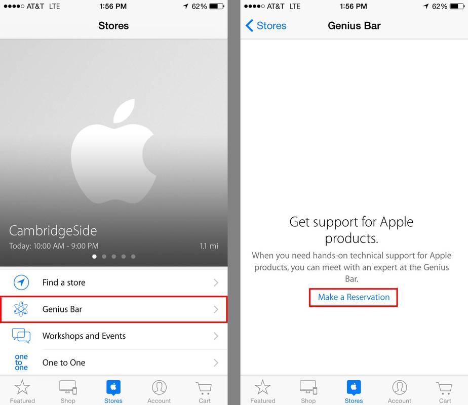 Lav en aftale i Apple Store ved hjælp af Apple Store-appen