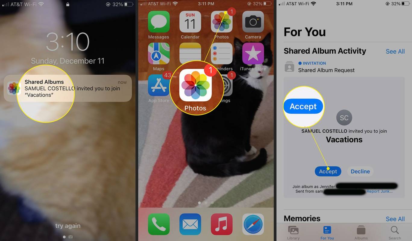 Slik godtar du en delt albuminvitasjon på iPhone