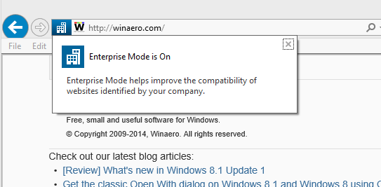 Enterprise Mode Unlocker für IE 11 in Windows 8.1 Update 1