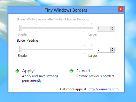 Windows 8 için Küçük Windows Kenarlıkları