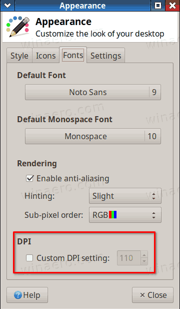 Thay đổi tỷ lệ DPI màn hình trong Xubuntu