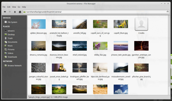 Installer tidligere Linux Mint Wallpapers i Mint 18