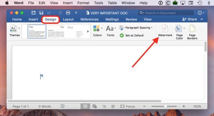 Vízjel hozzáadása a Microsoft Word for Mac programhoz