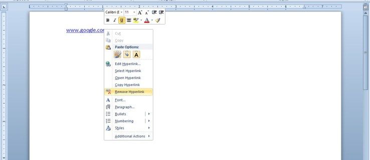 Kako odstraniti hiperpovezave iz dokumentov Microsoft Word