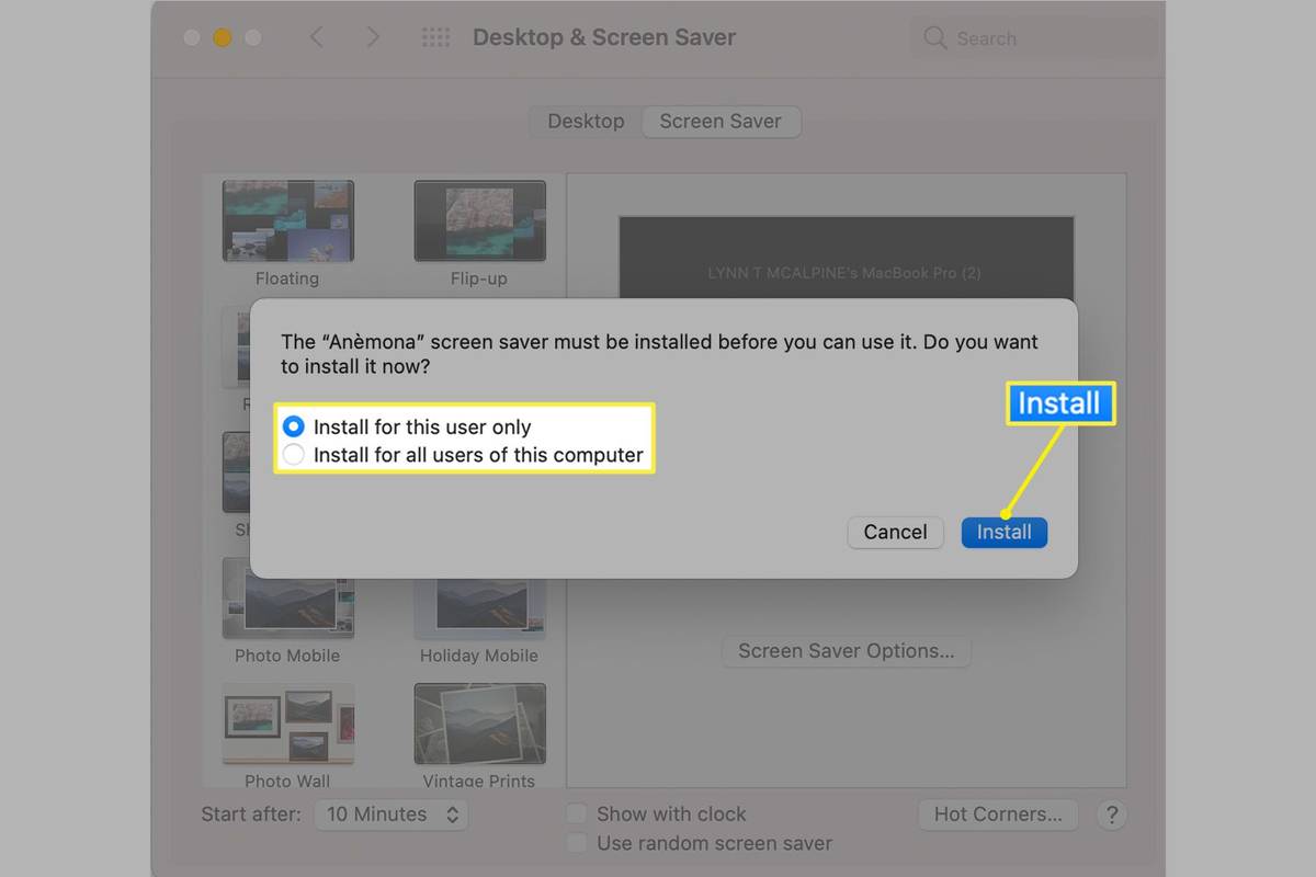 Mac にスクリーン セーバーを追加する方法