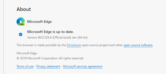 Edge Dev 80.0.328.4 è uscito con miglioramenti dell'affidabilità